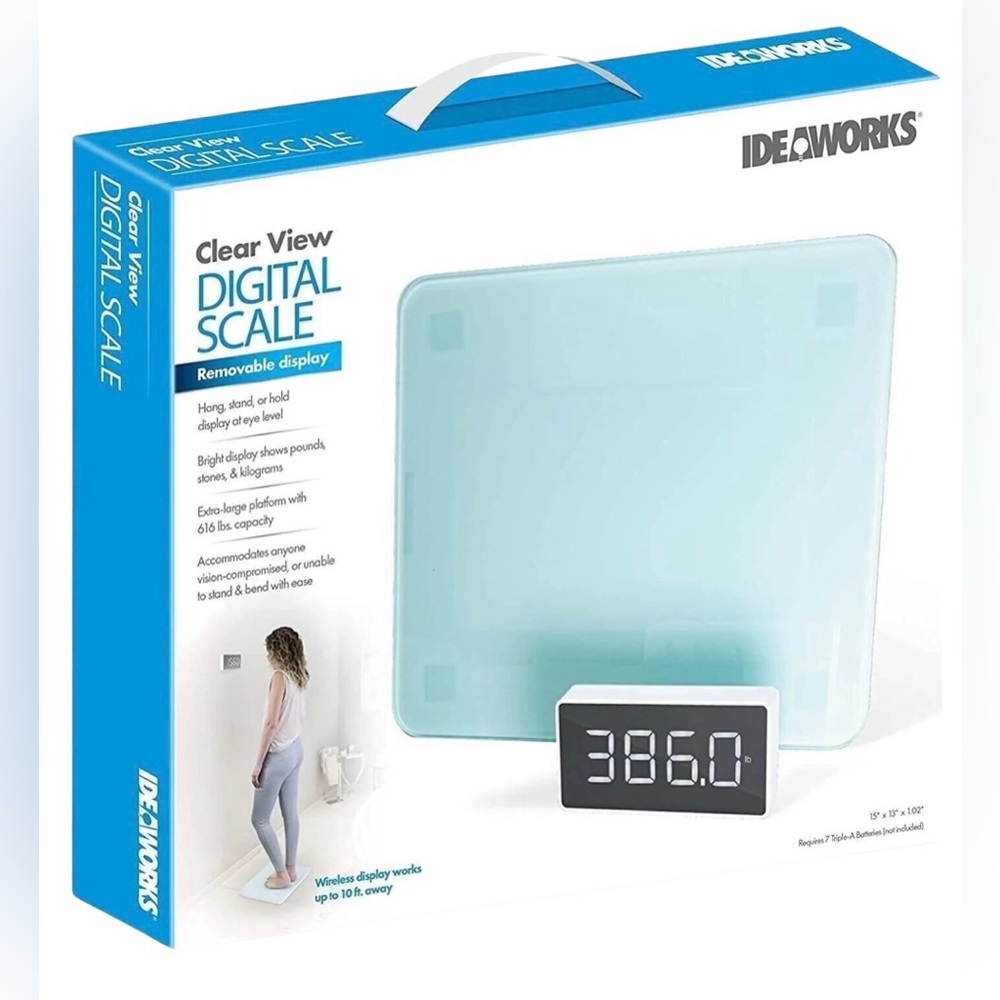 Clear View Digital Scale — Light Blue Glass with Removable Display